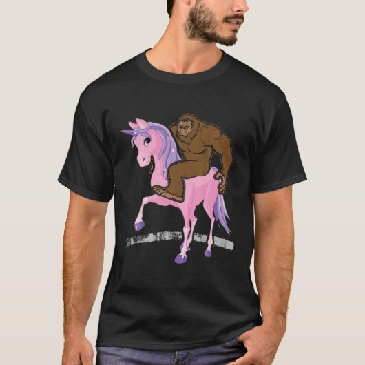 Bigfoot Shirt Sasquatch Riding Unicorn Funny T Shi (Voorkant)