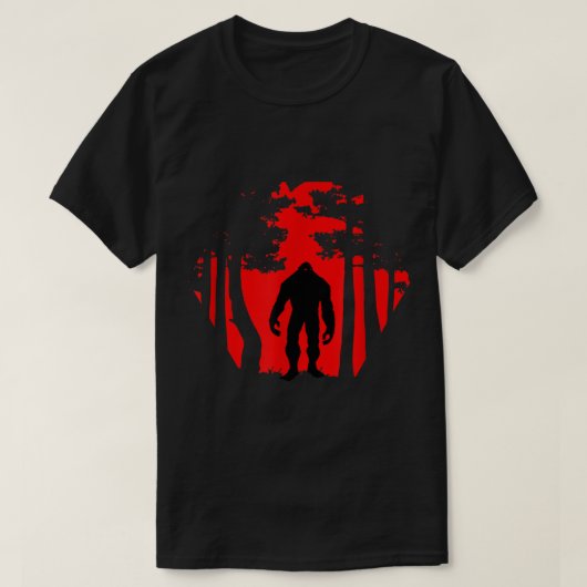 Bigfoot Silhouet in Rode Bos T-shirt (Design voorkant)