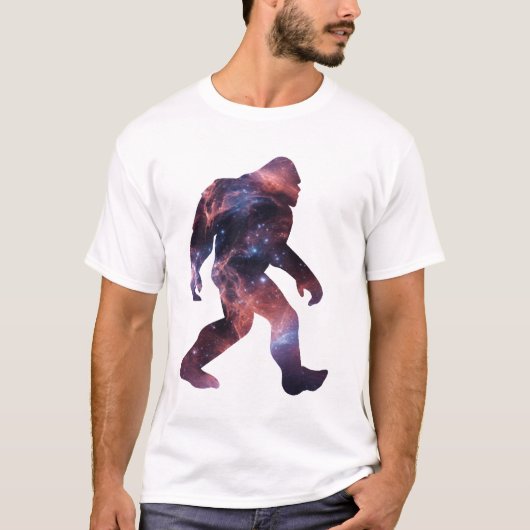 Bigfoot Silhouet met Galaxy-interieur T-shirt (Voorkant)