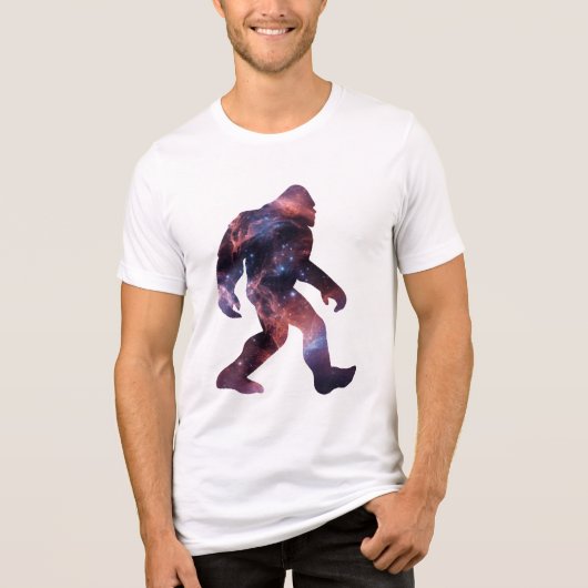 Bigfoot Silhouet met Galaxy-interieur Tri-Blend Shirt (Voorkant)