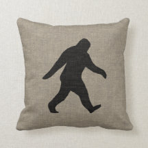 Bigfoot Silhouette Faux Linen Burlap Style