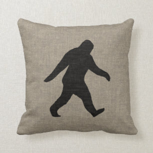 Bigfoot Silhouette Faux Linen Burlap Style Kussen