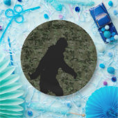 Bigfoot Silhouette op Woodland Digital Camouflage Papieren Bordje (Feest)