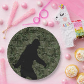 Bigfoot Silhouette op Woodland Digital Camouflage Papieren Bordje (Feest)