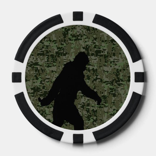 Bigfoot Silhouette op Woodland Digital Camouflage Poker Chips (Voorkant)