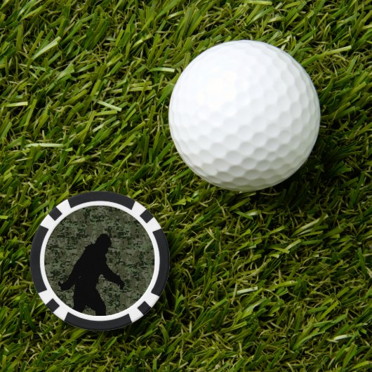 Bigfoot Silhouette op Woodland Digital Camouflage Poker Chips (Golfbal Marker)