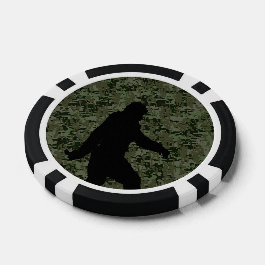 Bigfoot Silhouette op Woodland Digital Camouflage Poker Chips (Enkel)