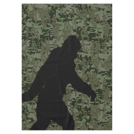Bigfoot Silhouette op Woodland Digital Camouflage Tafelkleed (Voorkant)