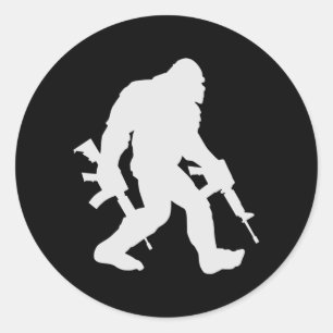 Bigfoot Silhouette Sasquatch Ronde Sticker