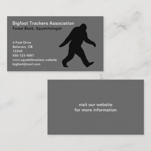 Bigfoot Silhouette Visitekaartje (Voorkant / Achterkant)