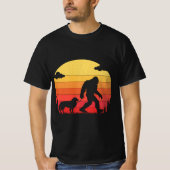 Bigfoot Silhouette Walking Border Collie Dog T-shirt (Voorkant)