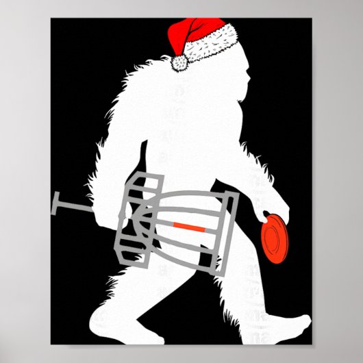 Bigfoot Sinterklaas Disc Golf Kerst Disc Golfer Xm Poster (Voorkant)