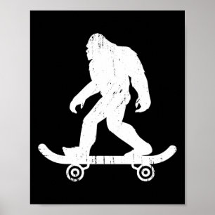 Bigfoot Skateboarder Yeti Sasquatch Skateboarden Poster