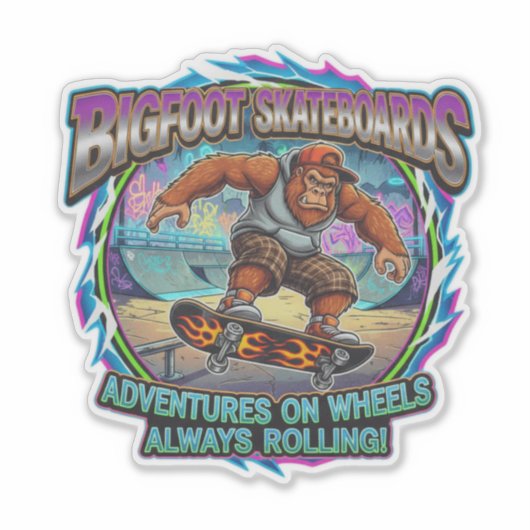 Bigfoot Skateboards-Adventures on wheels Sticker (Voorkant)