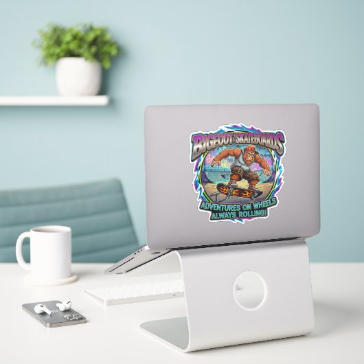 Bigfoot Skateboards-Adventures on wheels Sticker (Laptop op bureau)