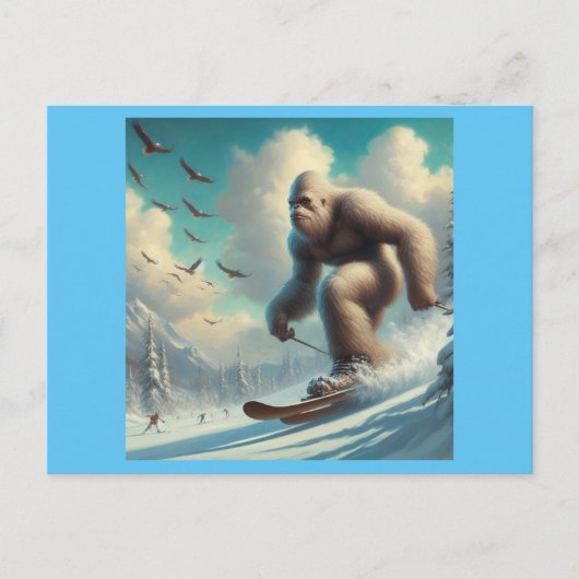 Bigfoot Skiën Briefkaart (Voorkant)