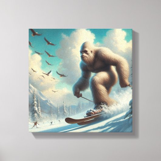 Bigfoot Skiën Canvas Afdruk (Voorkant)