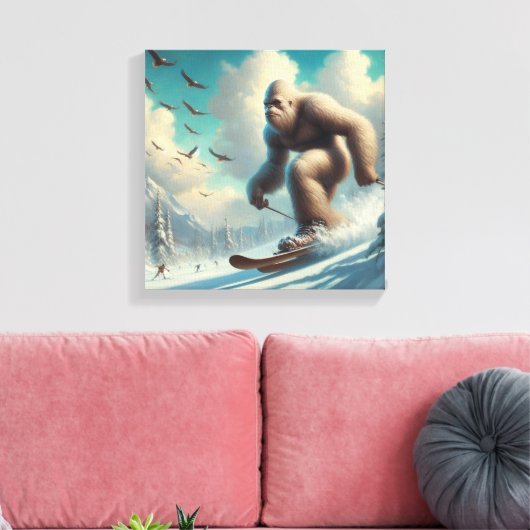 Bigfoot Skiën Canvas Afdruk (Insitu (Woonkamer))