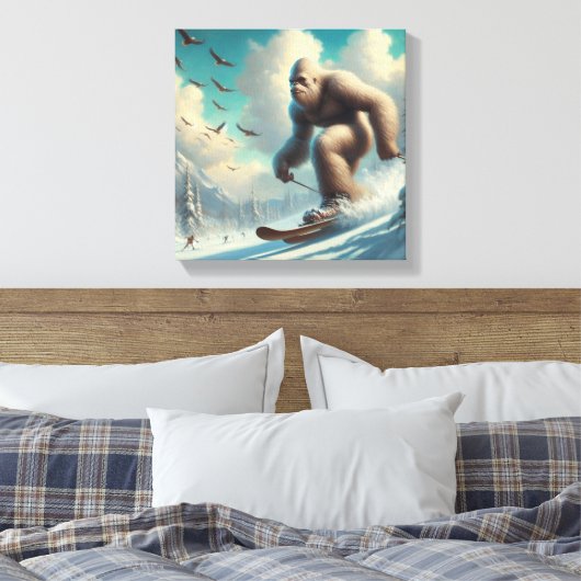 Bigfoot Skiën Canvas Afdruk (Insitu (Slaapkamer))