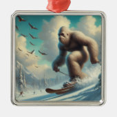 Bigfoot Skiën Metalen Ornament (Voorkant)
