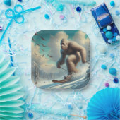 Bigfoot Skiën Papieren Bordje (Feest)