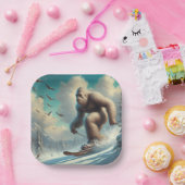 Bigfoot Skiën Papieren Bordje (Feest)