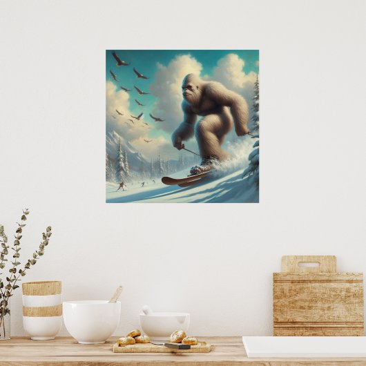 Bigfoot Skiën Poster (Keuken)