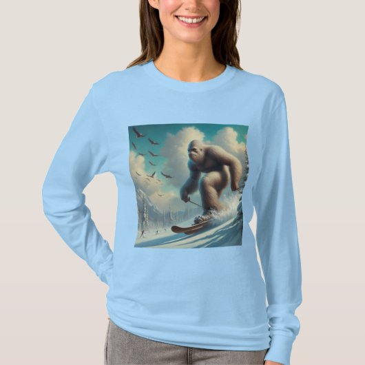 Bigfoot Skiën T-shirt (Voorkant)
