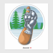 Bigfoot Skiet op de Pistes Sticker (Vel)