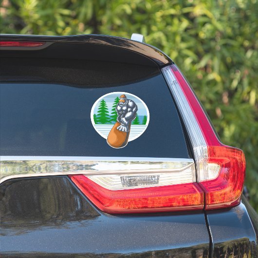 Bigfoot Skiet op de Pistes Sticker (Auto Zijkant)