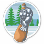 Bigfoot Skiet op de Pistes  Sticker (Voorkant)