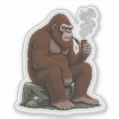 Bigfoot Smoking a Pipe Sticker (Voorkant)