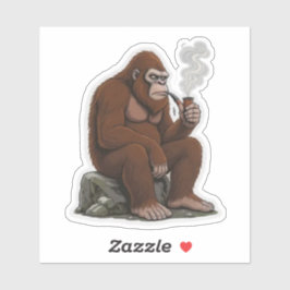 Bigfoot Smoking a Pipe Sticker
