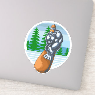 Bigfoot Sneeuwboarden Op De Pistes Sticker