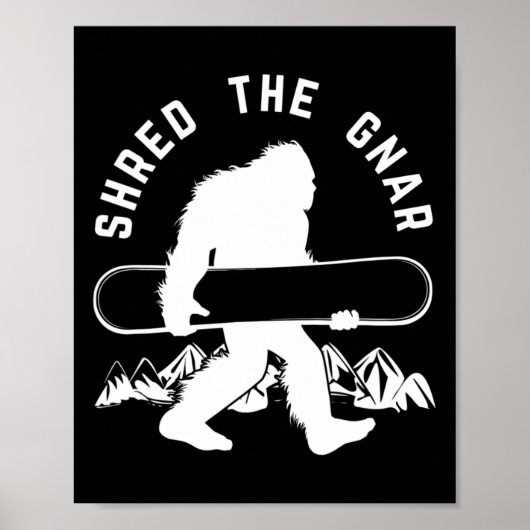 Bigfoot Snowboard Shredding Gnar Sasquatch Snowboa Poster (Voorkant)