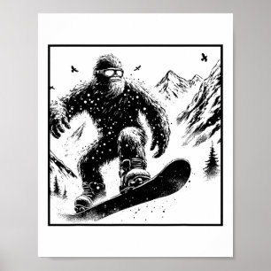 Bigfoot Snowboarder - Grappig Sasquatch Snowboarde Poster