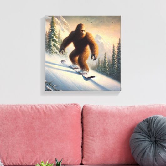 Bigfoot Snowboarding Canvas Afdruk (Insitu (Woonkamer))