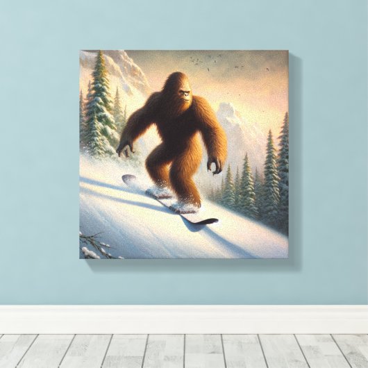 Bigfoot Snowboarding Canvas Afdruk (Insitu (Houten vloer))