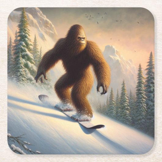 Bigfoot Snowboarding Kartonnen Onderzetters (Voorkant)