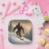 Bigfoot Snowboarding Papieren Bordje (Feest)