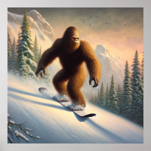 Bigfoot Snowboarding Poster (Voorkant)