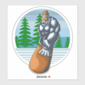 Bigfoot Snowboarding the Slopes Funny Sasquatch Sticker (Vel)