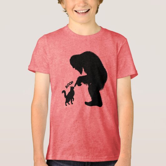 Bigfoot Speelse Langharige Kat Boop Tri-Blend Shirt (Voorkant)