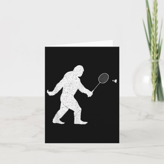 Bigfoot speelt badminton shuttle grappige badminto kaart (Voorkant)