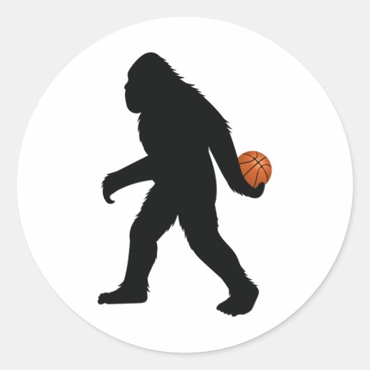 Bigfoot speelt basketbal ronde sticker (Voorkant)