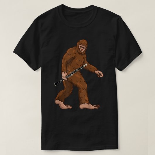 Bigfoot speelt Clarinet Music Musicicicicicien Fun T-shirt (Design voorkant)