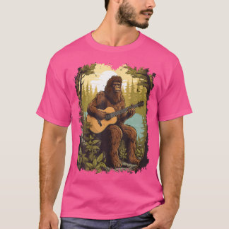 Bigfoot speelt een akoestische gitaar t-shirt