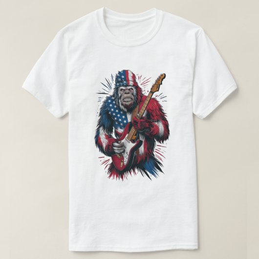 Bigfoot Speelt Elektrische Gitaar T-shirt (Design voorkant)