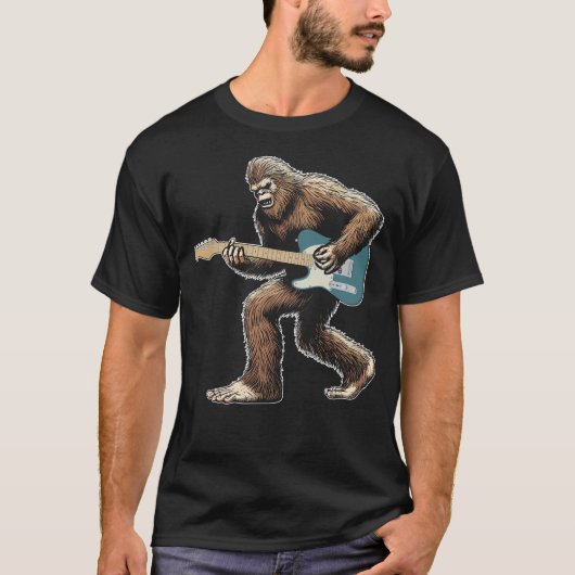 Bigfoot speelt gitaar met linker gitarist t-shirt (Voorkant)