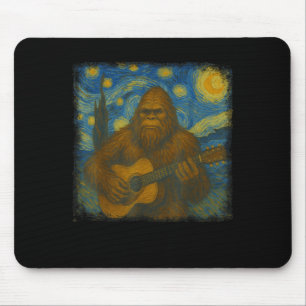 Bigfoot speelt gitaar Van Gogh Sterrennacht Style Muismat